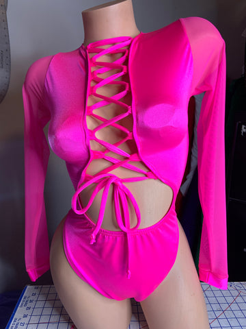 Talk To Me Nice Lace Up Bodysuit