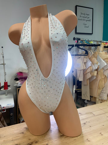 Shining Rhinestone Thong Bodysuit