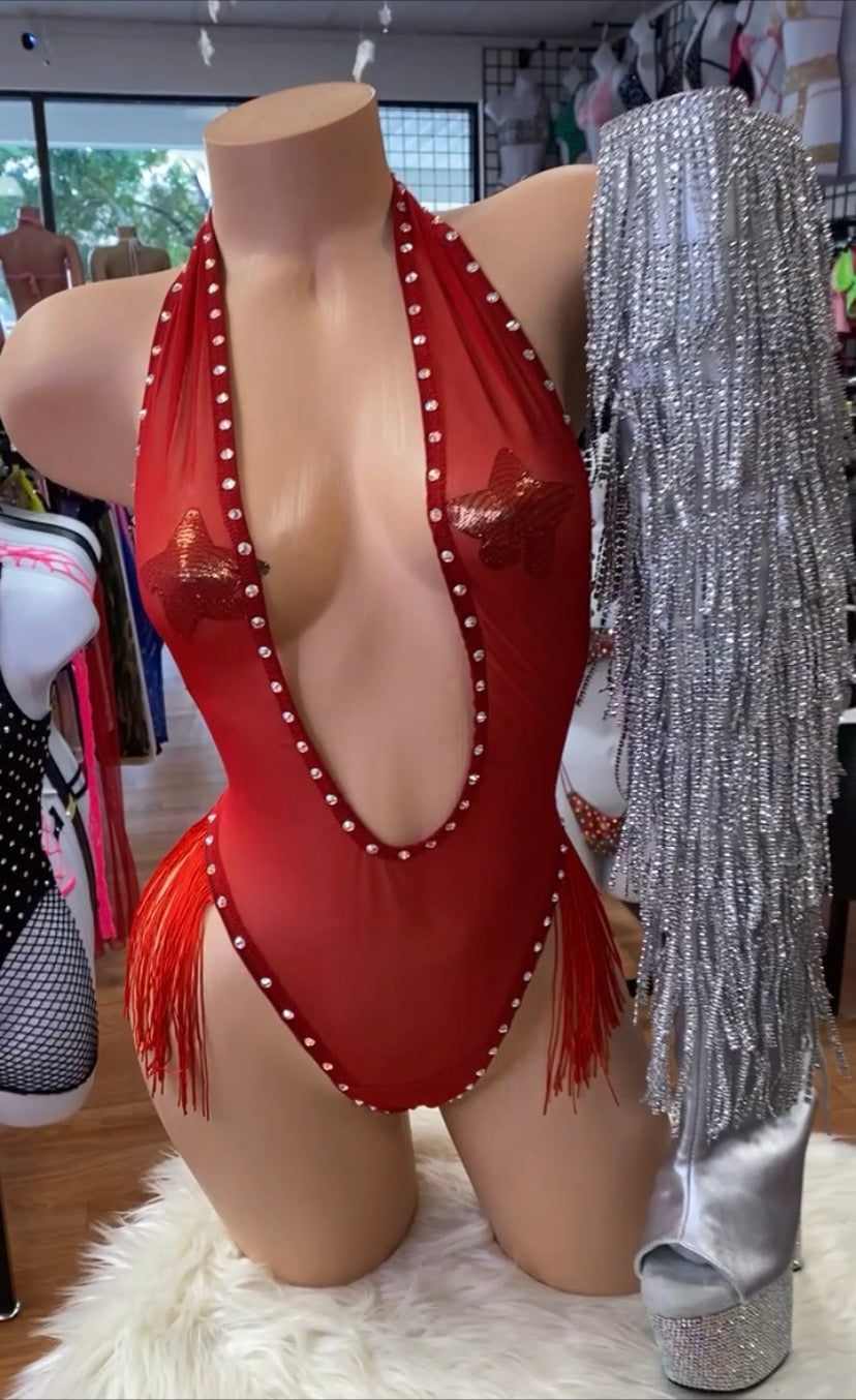 Evelyn Sheer Mesh Fringe Bodysuit